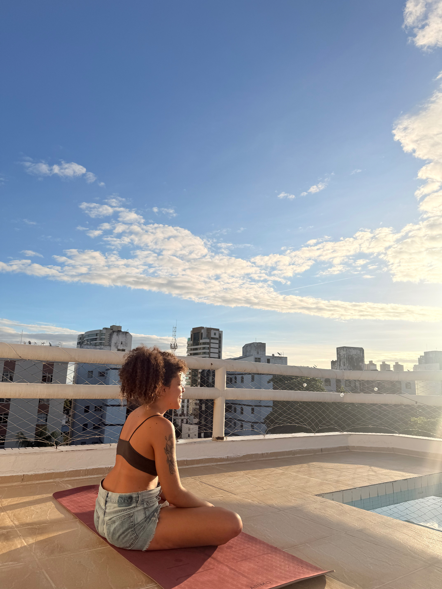 Sunrise yoga session on the rooftop