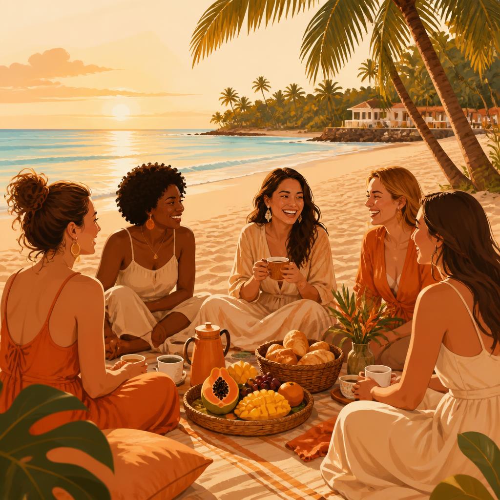 Illustration of a beach breakfast at Praia do Forte